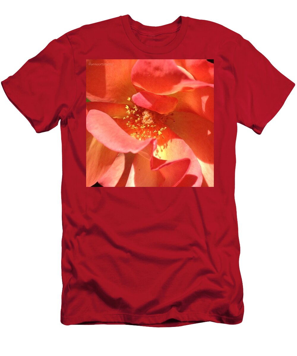 Top_masters T-Shirt featuring the photograph Orange Rose Swirls #annasgardens by Anna Porter