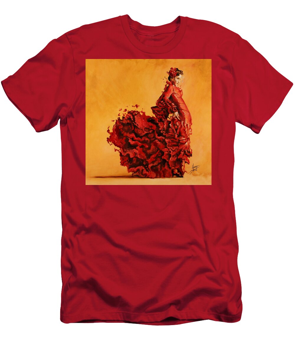 Flamenco T-Shirt featuring the painting Passion by Karina Llergo