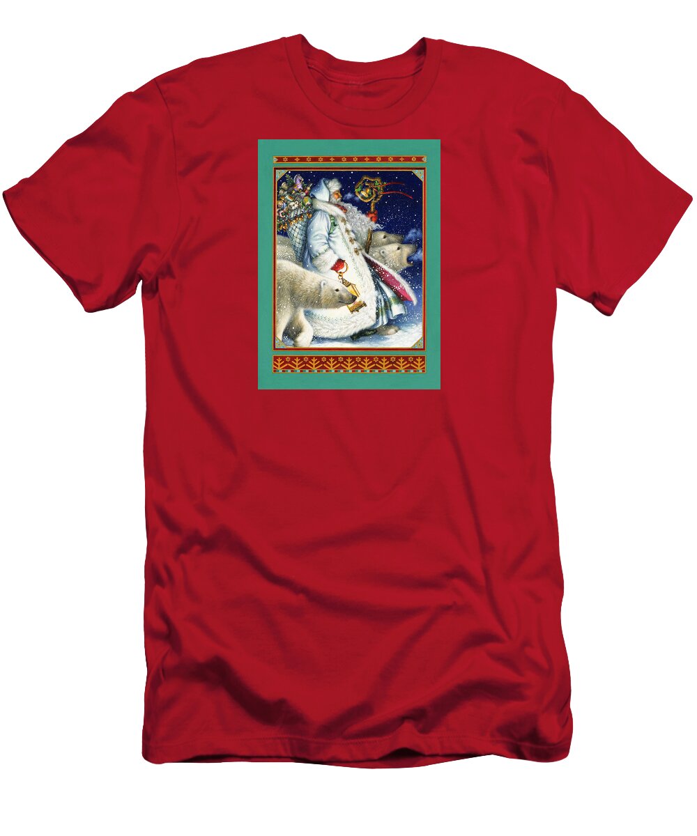 Santa Claus T-Shirt featuring the painting Polar Magic by Lynn Bywaters