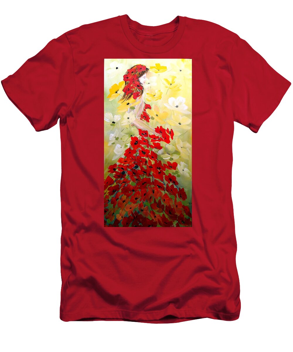 Poppies Lady T-Shirt featuring the painting Poppies Lady by Dorothy Maier