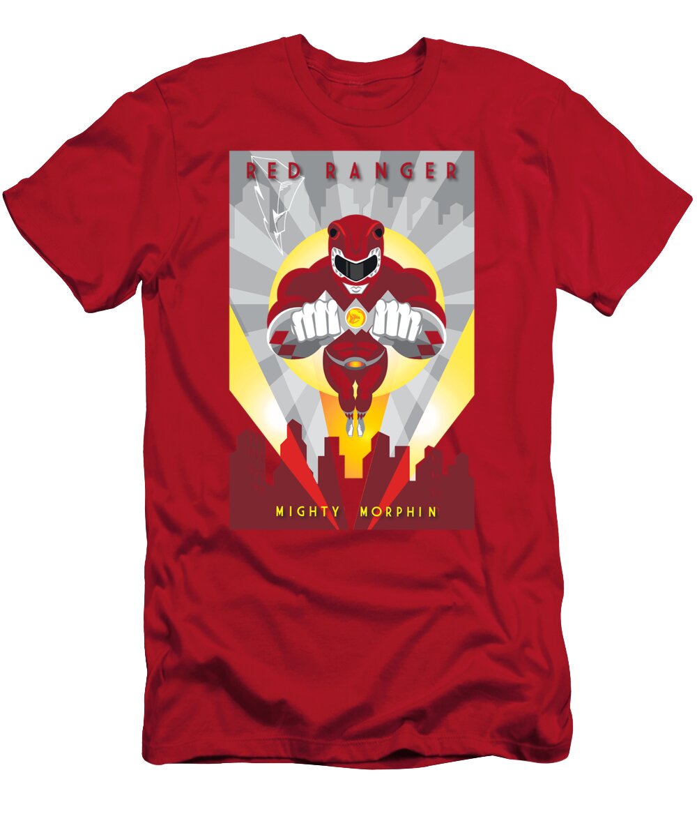  T-Shirt featuring the digital art Power Rangers - Red Deco by Brand A