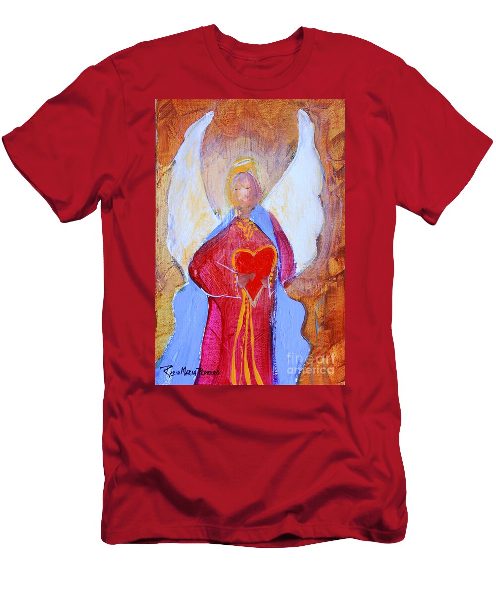 Angel. Heart T-Shirt featuring the painting Precious Heart Angel by Robin Pedrero