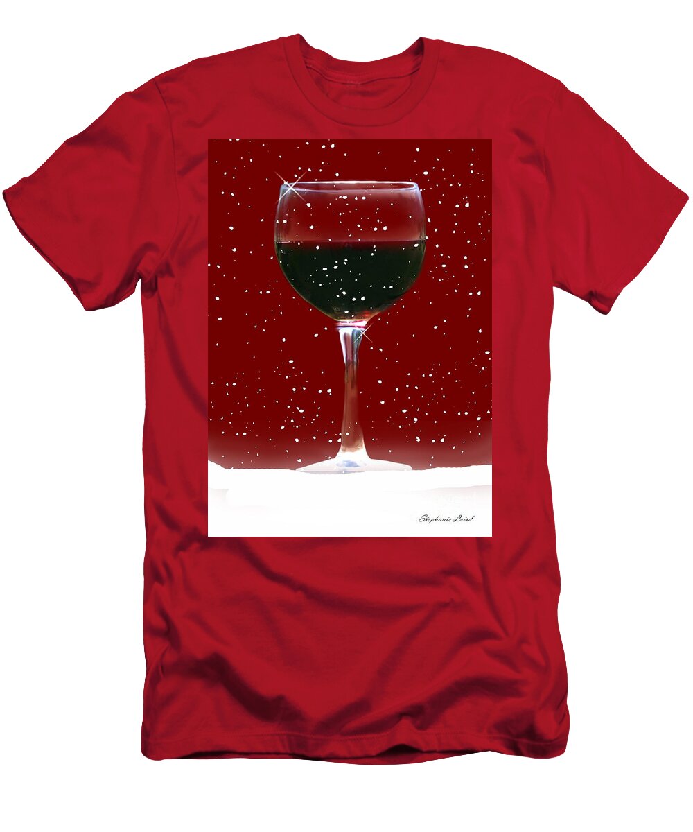 Wine T-Shirt featuring the photograph Red Wine in Snow by Stephanie Laird