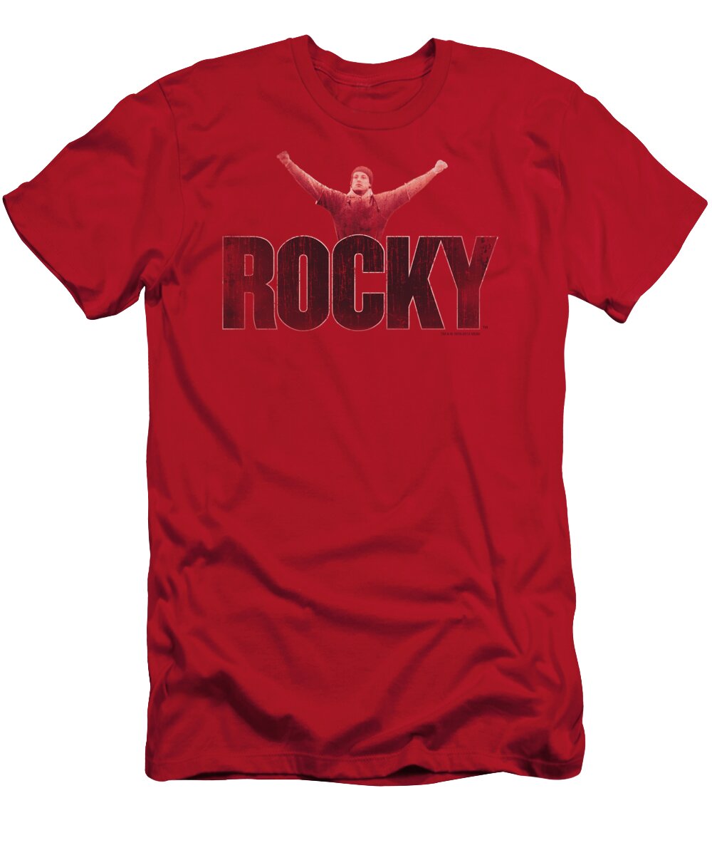 Rocky T-Shirt featuring the digital art Rocky - Victory Distressed by Brand A