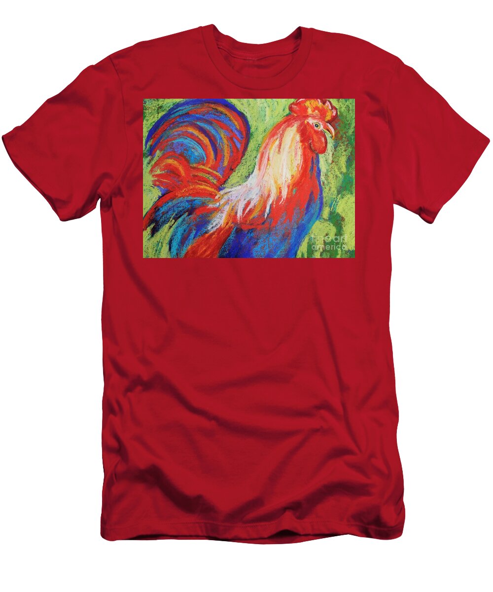 Rooster T-Shirt featuring the painting Rooster by Melinda Etzold