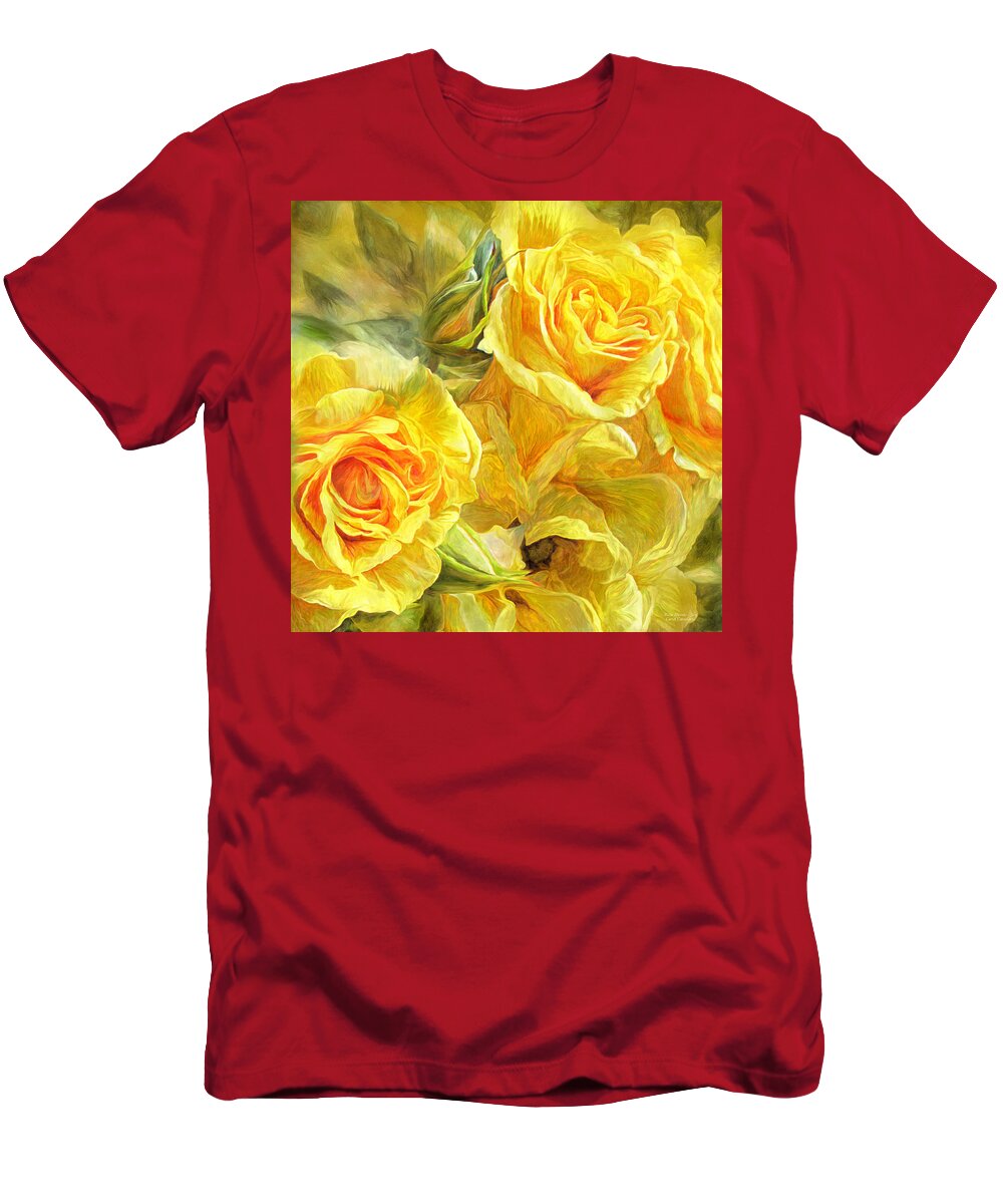 Rose T-Shirt featuring the mixed media Rose Moods - Joy by Carol Cavalaris