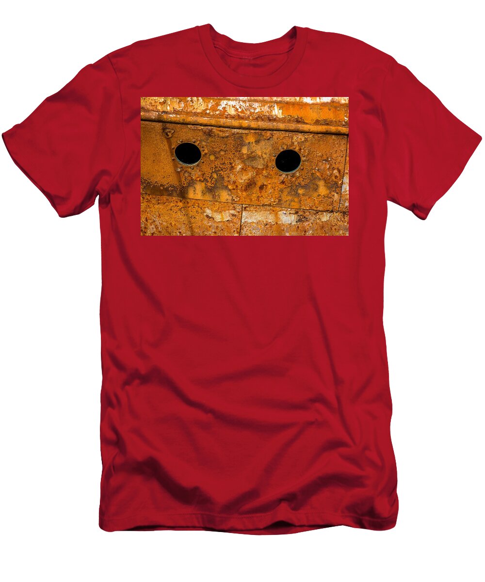 Rust T-Shirt featuring the photograph Rusty Wall Of An Abandoned Ship by Andreas Berthold