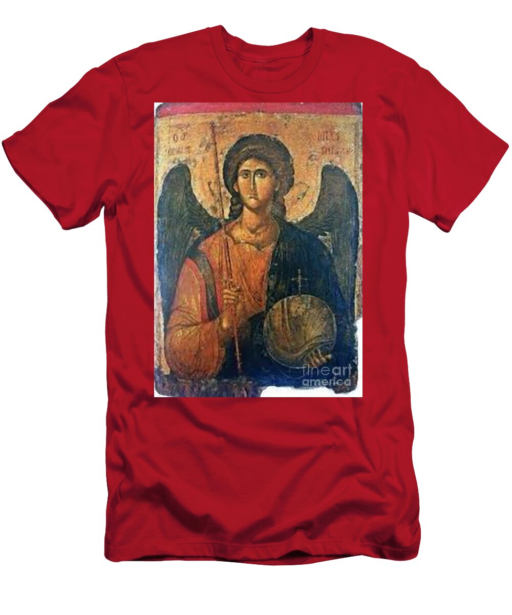 Warrior T-Shirt featuring the painting Sanct Mikail by Archangelus Gallery