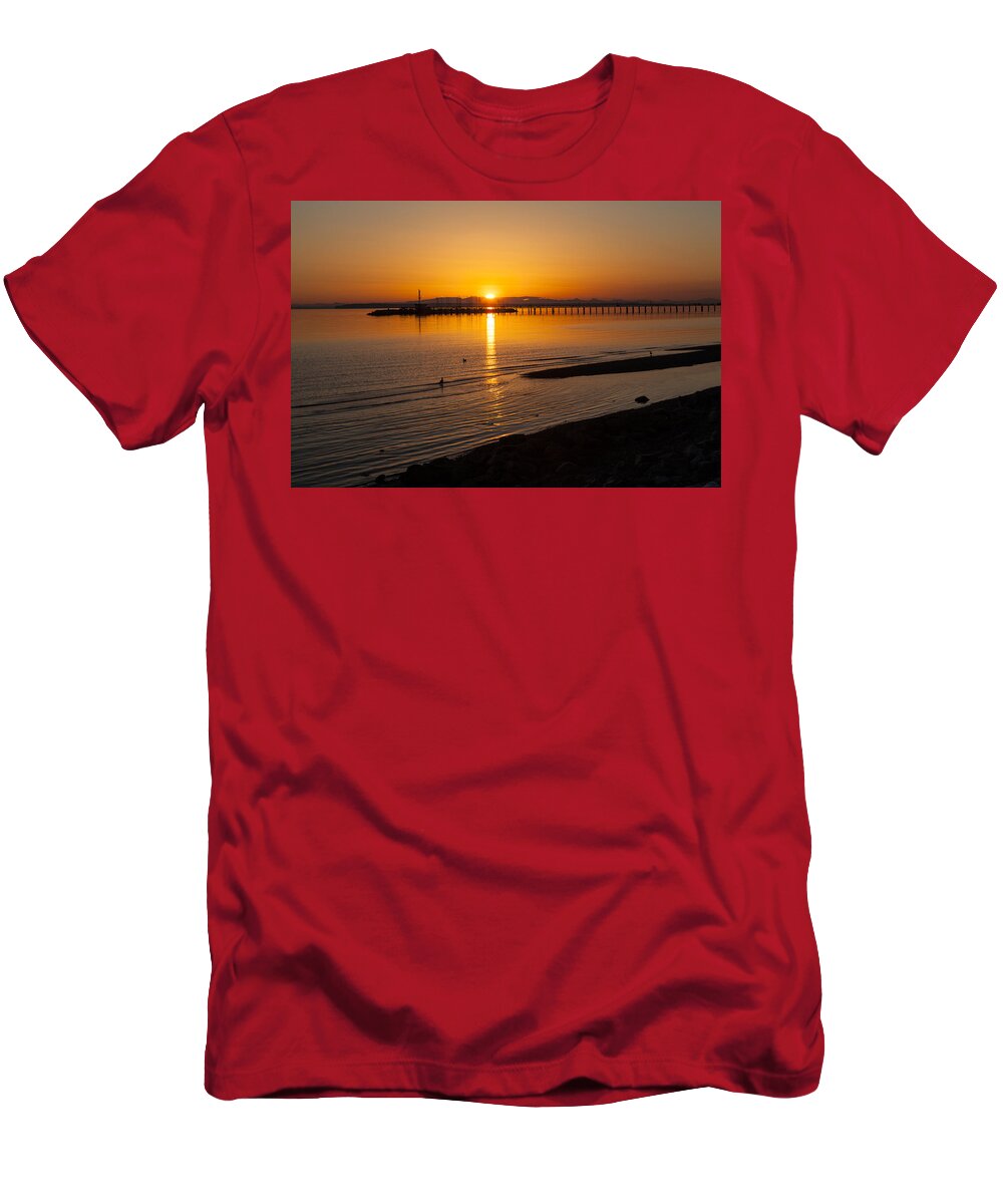 White Rock T-Shirt featuring the photograph Setting on the Boardwalk 2 by Monte Arnold