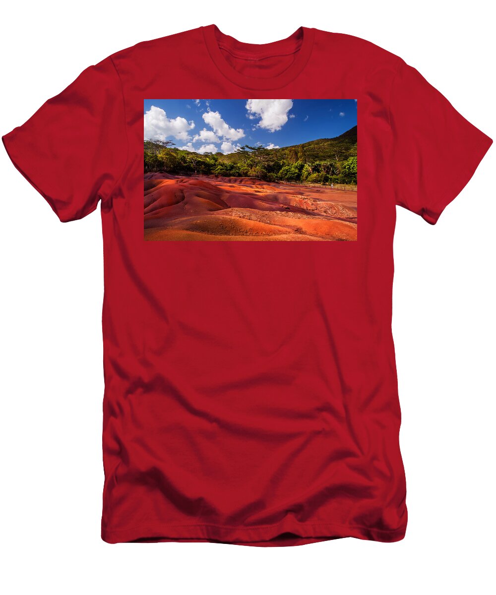 Mauritius T-Shirt featuring the photograph Seven Colored Earth in Chamarel 1. Mauritius by Jenny Rainbow