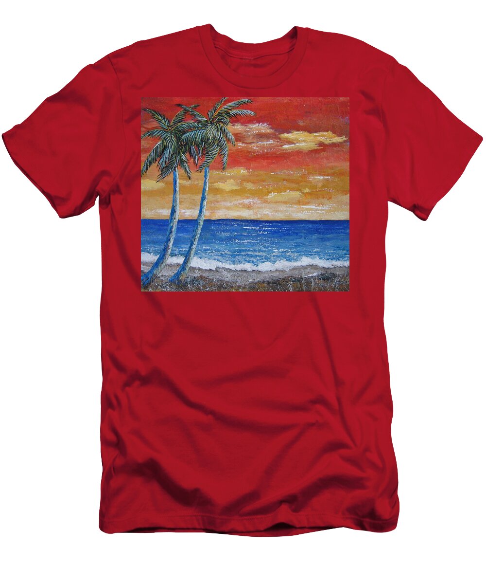 Palm Trees T-Shirt featuring the painting Simple Pleasure by Suzanne Theis