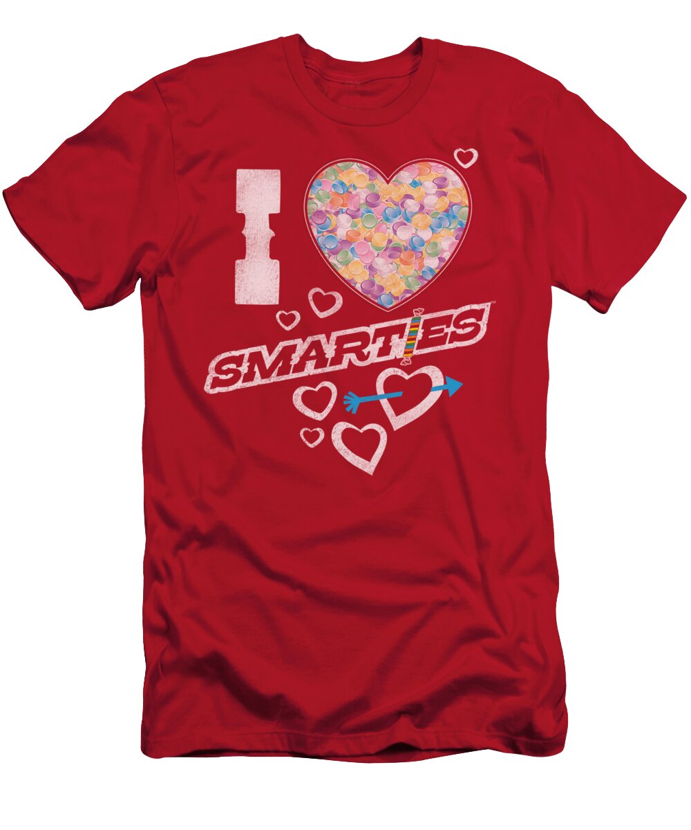 Smarties T-Shirt featuring the digital art Smarties - I Heart Smarties by Brand A