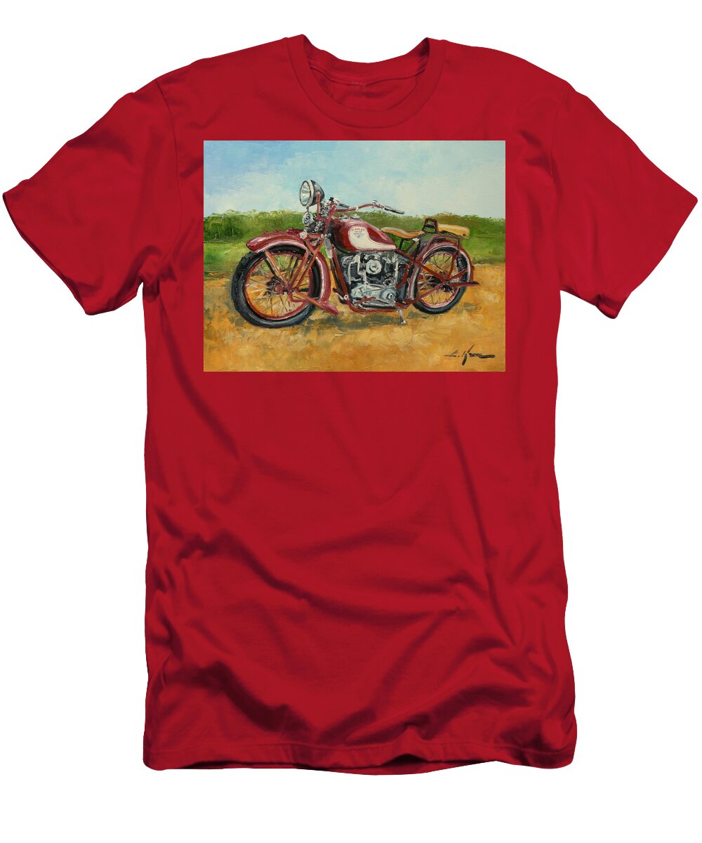 Sokol 1000 T-Shirt featuring the painting Sokol 1000 - polish motorcycle by Luke Karcz