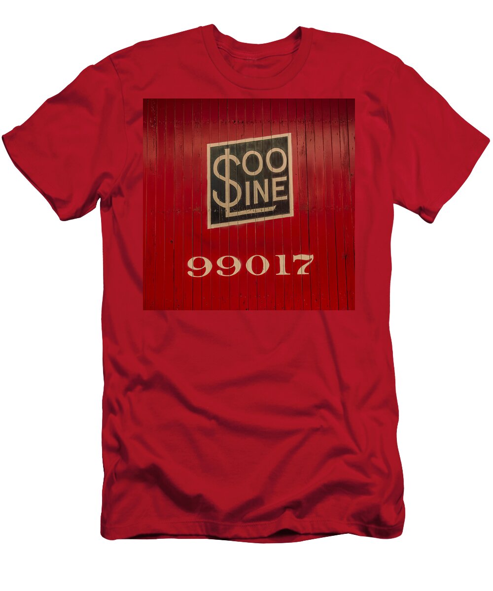 Red T-Shirt featuring the photograph Soo Line Box Car by Paul Freidlund