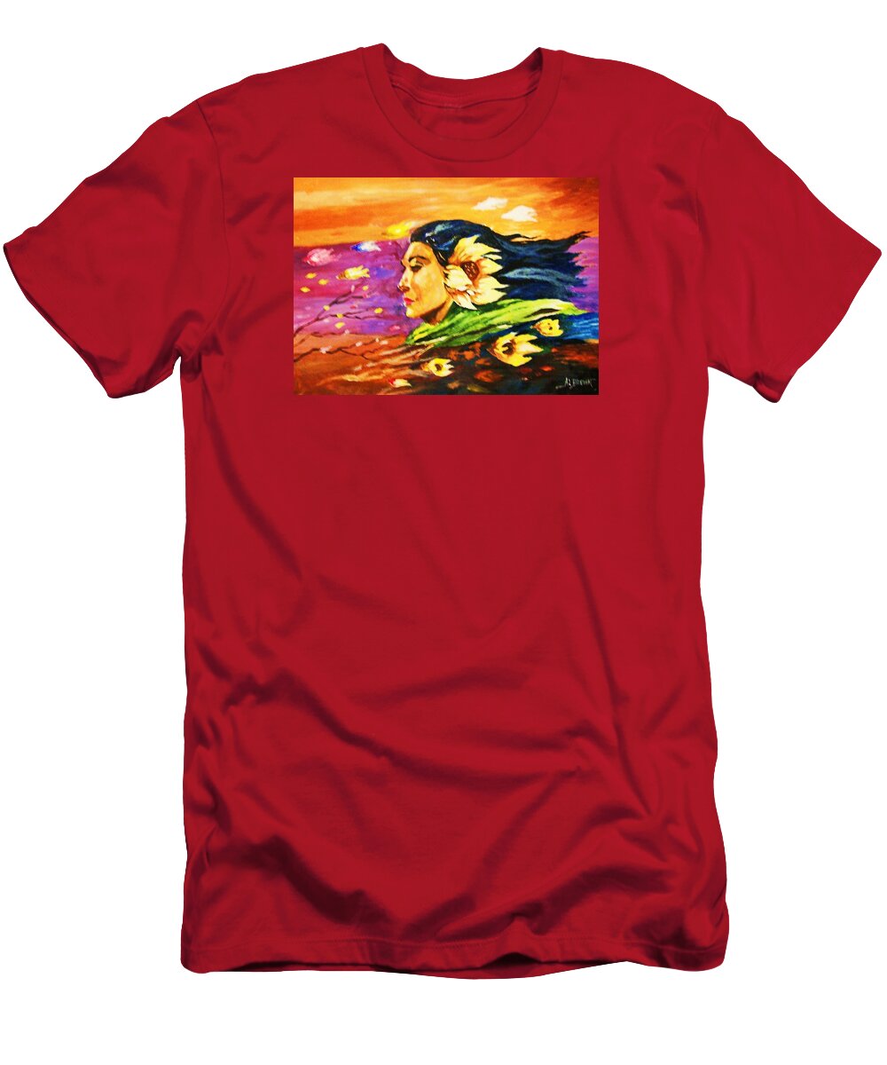 Females T-Shirt featuring the painting South Sea Breeze Fleeting Blossoms by Al Brown