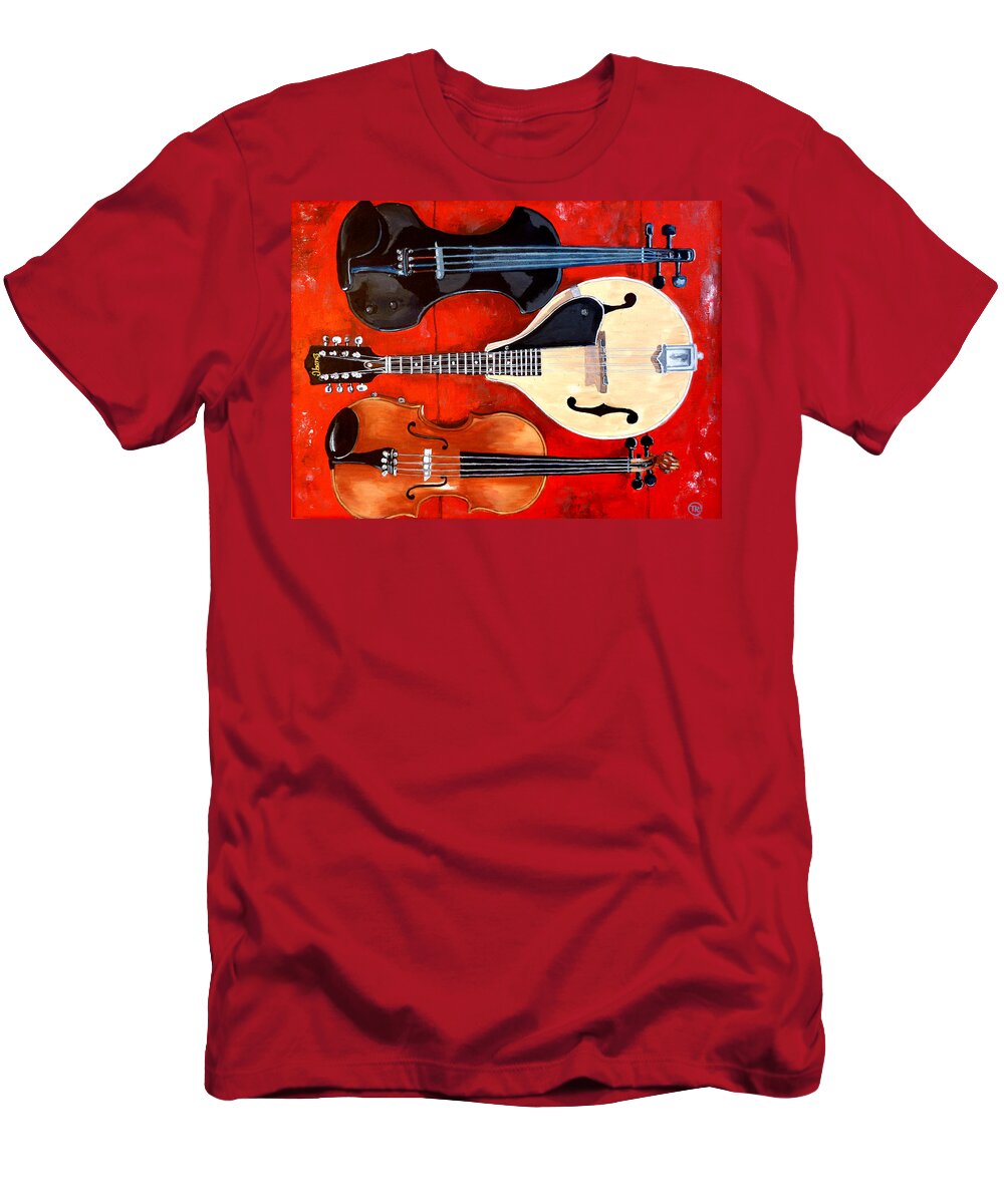 Violin T-Shirt featuring the painting Spencer Who Murphy and Lee by Tom Roderick