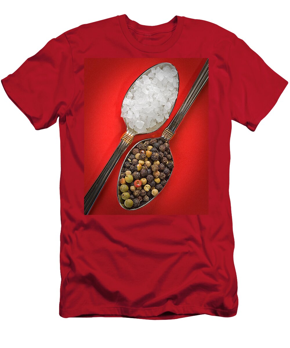 Spoons T-Shirt featuring the photograph Spoonfuls of Salt and Pepper by Susan Candelario
