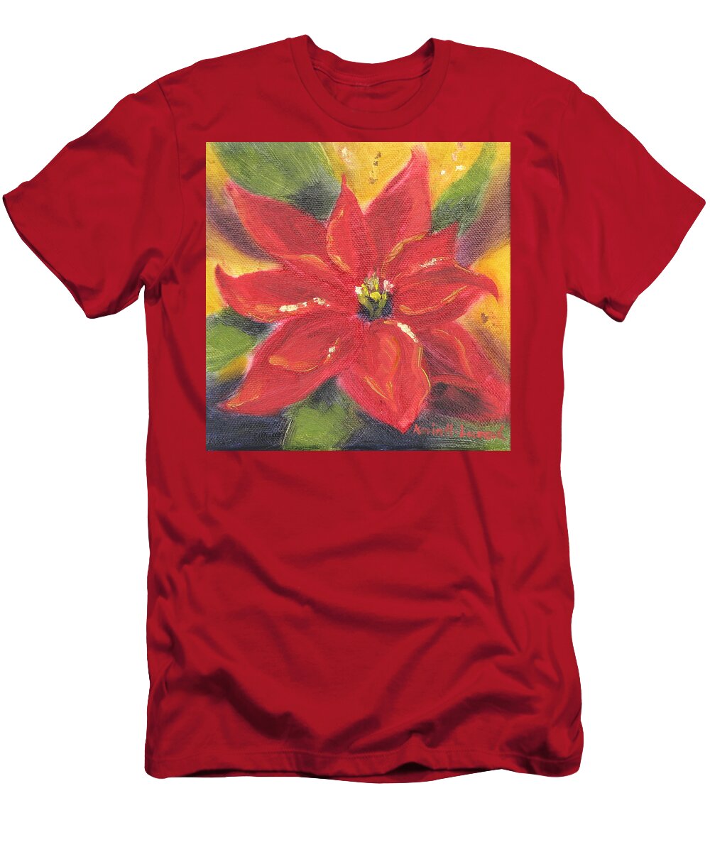 Pointsetta T-Shirt featuring the painting Star of Hope by Karin Leonard