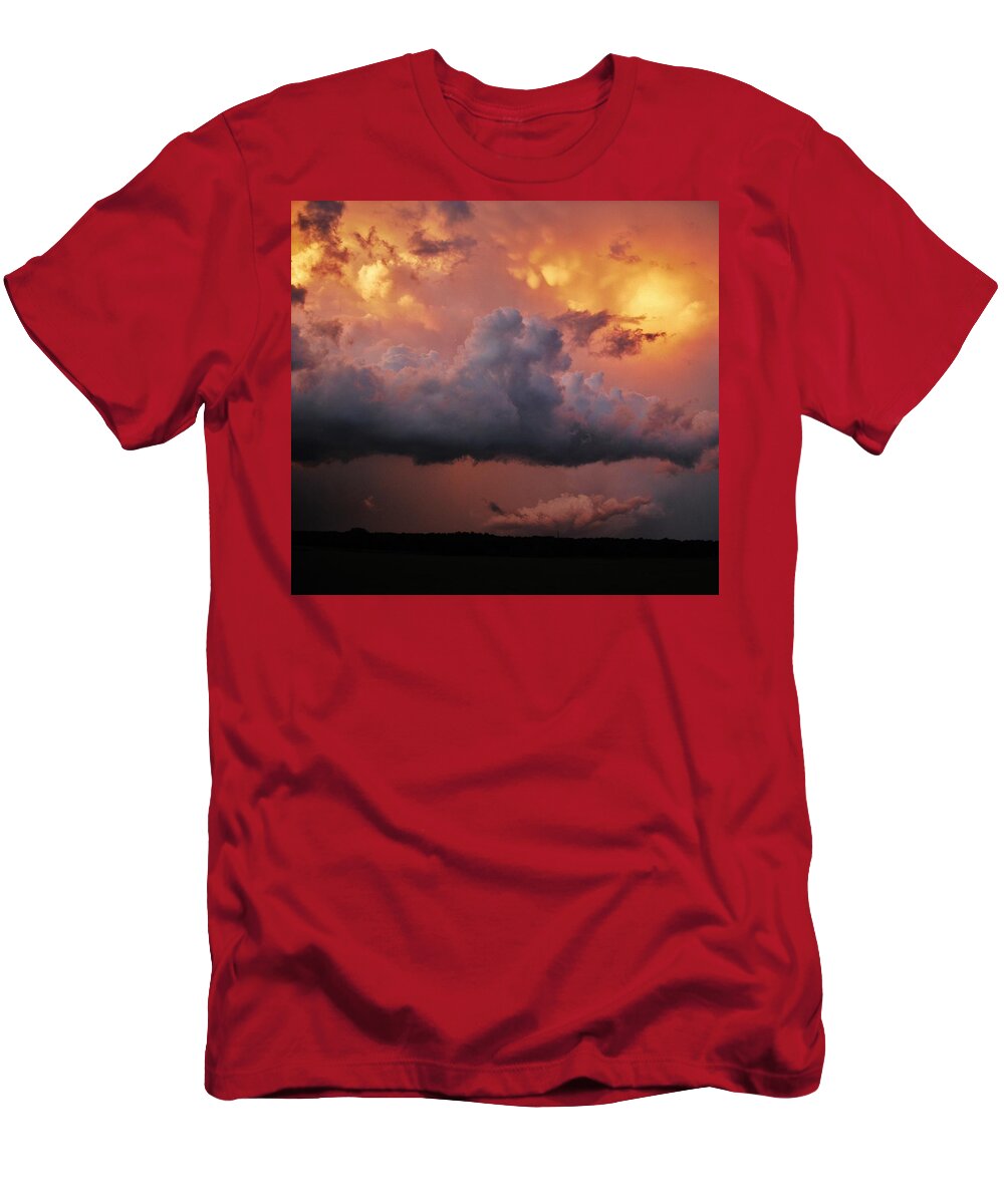 Supercell T-Shirt featuring the photograph Stormy Sunset by Ed Sweeney