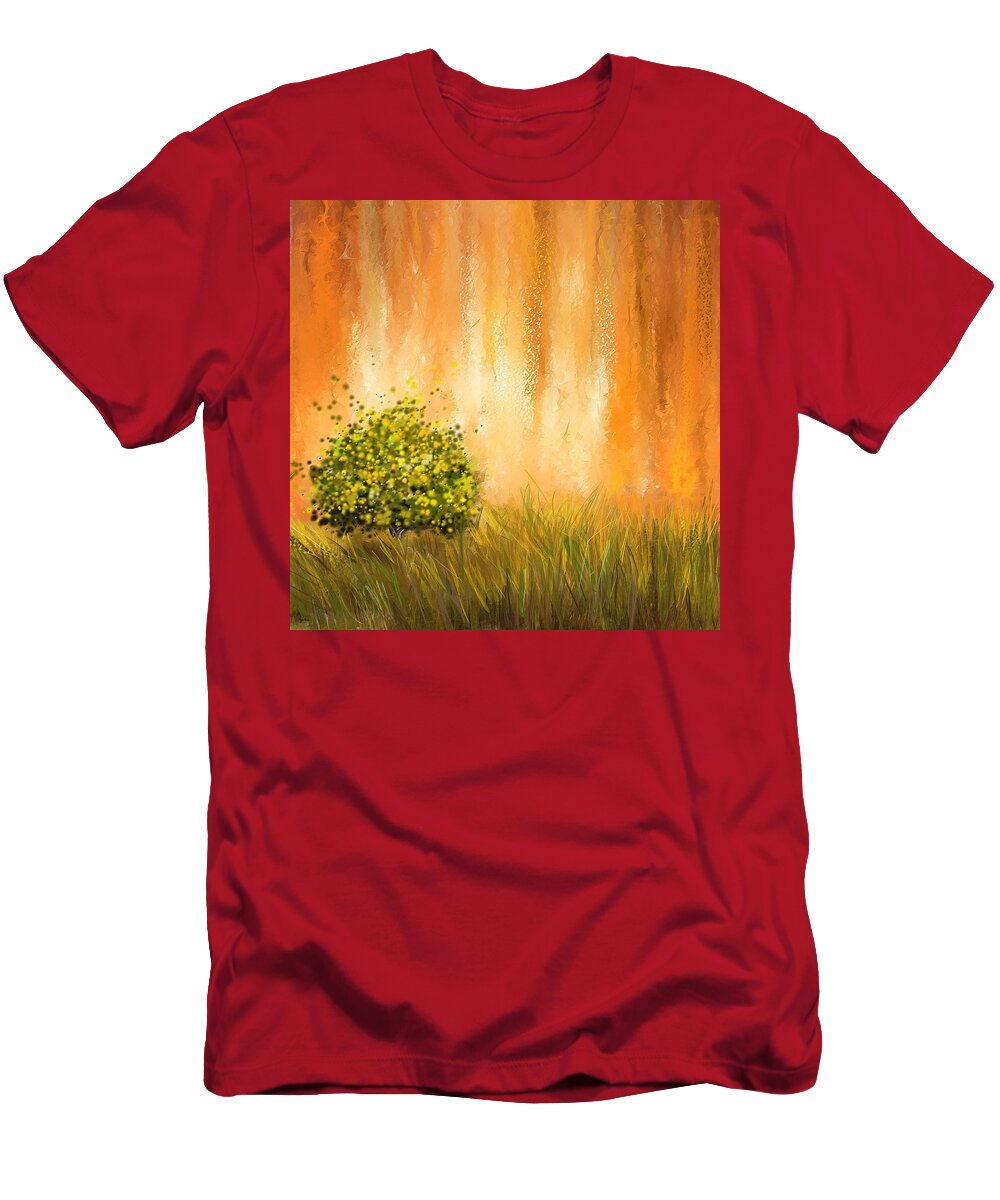 Four Seasons T-Shirt featuring the painting Summer- Four Seasons Wall Art by Lourry Legarde