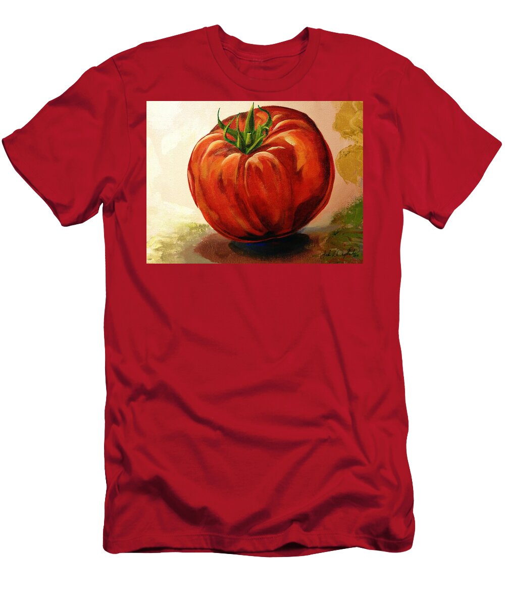 Tomato T-Shirt featuring the painting Summer Fruit by John Duplantis