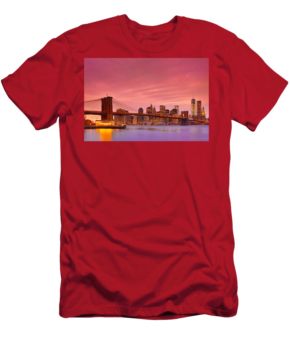 Brooklyn Bridge T-Shirt featuring the photograph Sundown City by Midori Chan