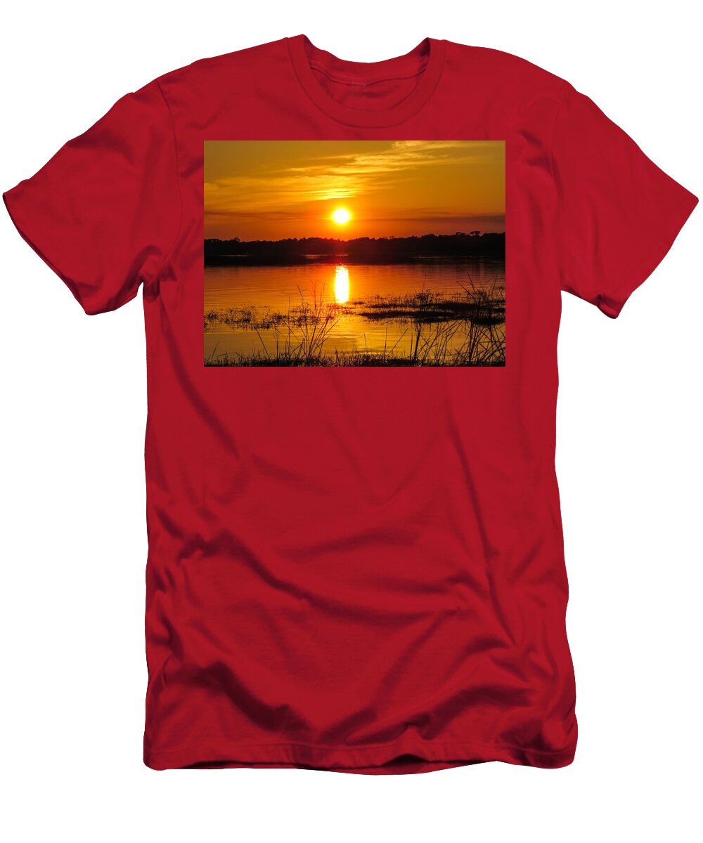 Sunset T-Shirt featuring the photograph Sunset walk in the water by Zina Stromberg