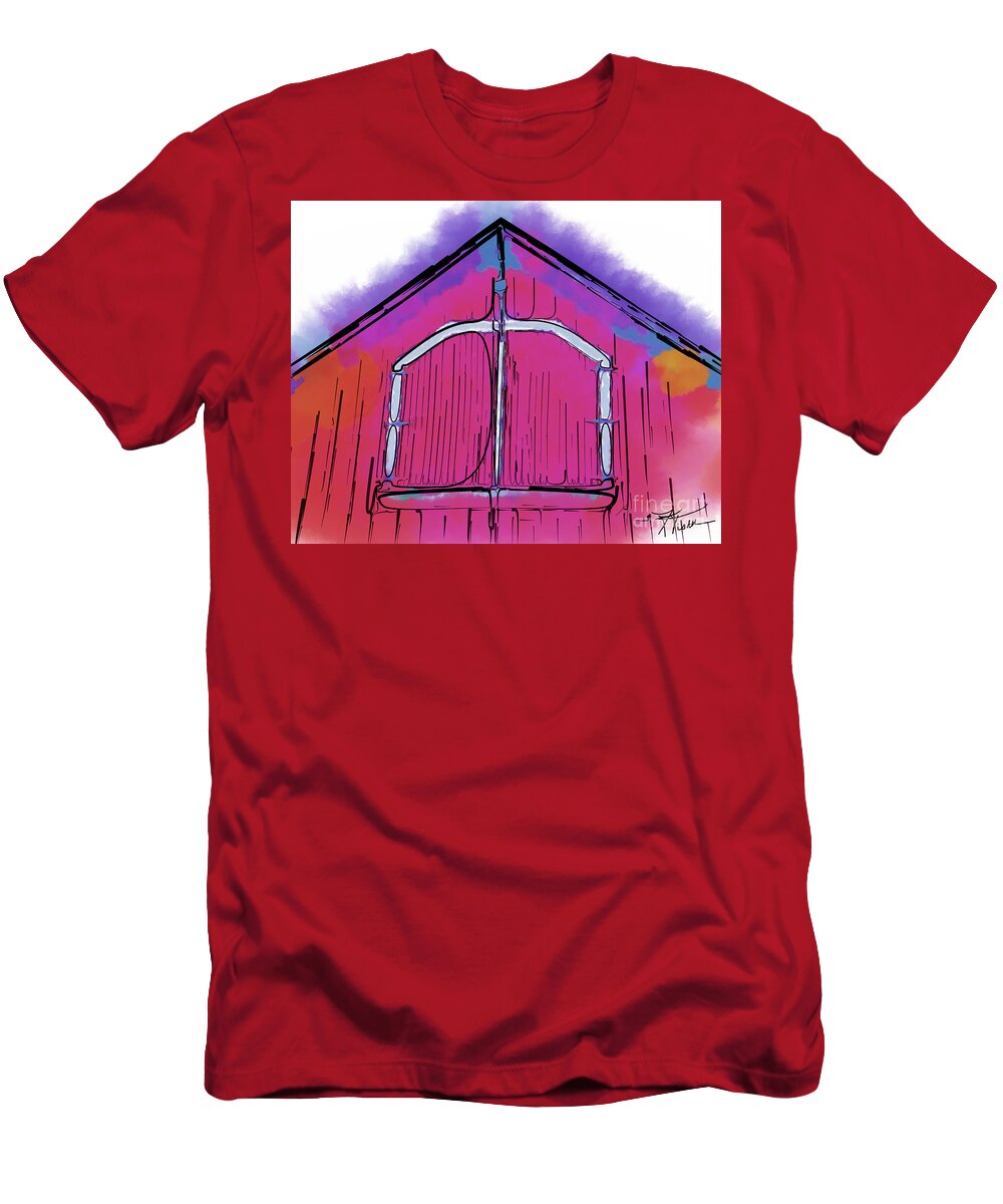 Barn T-Shirt featuring the digital art The Barn Door by Kirt Tisdale
