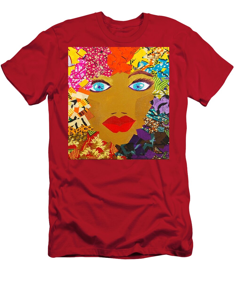 Collage T-Shirt featuring the tapestry - textile The Bluest Eyes by Apanaki Temitayo M