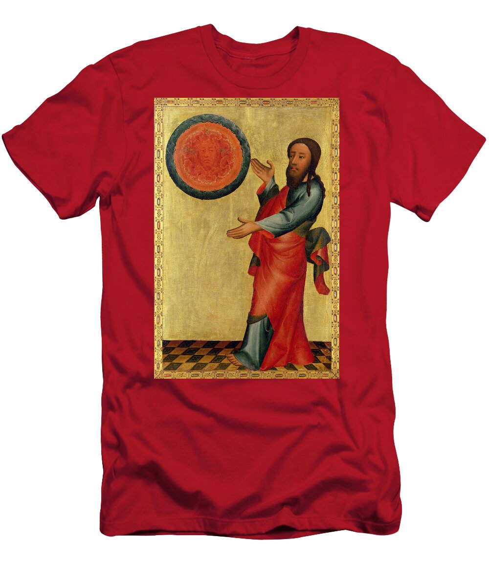 Separation T-Shirt featuring the painting The Division Of The Waters From The High Altar Of St. Peters In Hamburg, The Grabower Altar, 1383 by Master Bertram of Minden