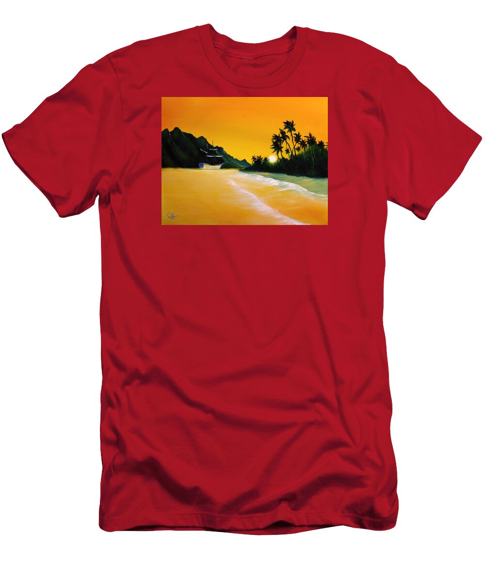 Sea T-Shirt featuring the painting The Yellow Sea by David Kacey
