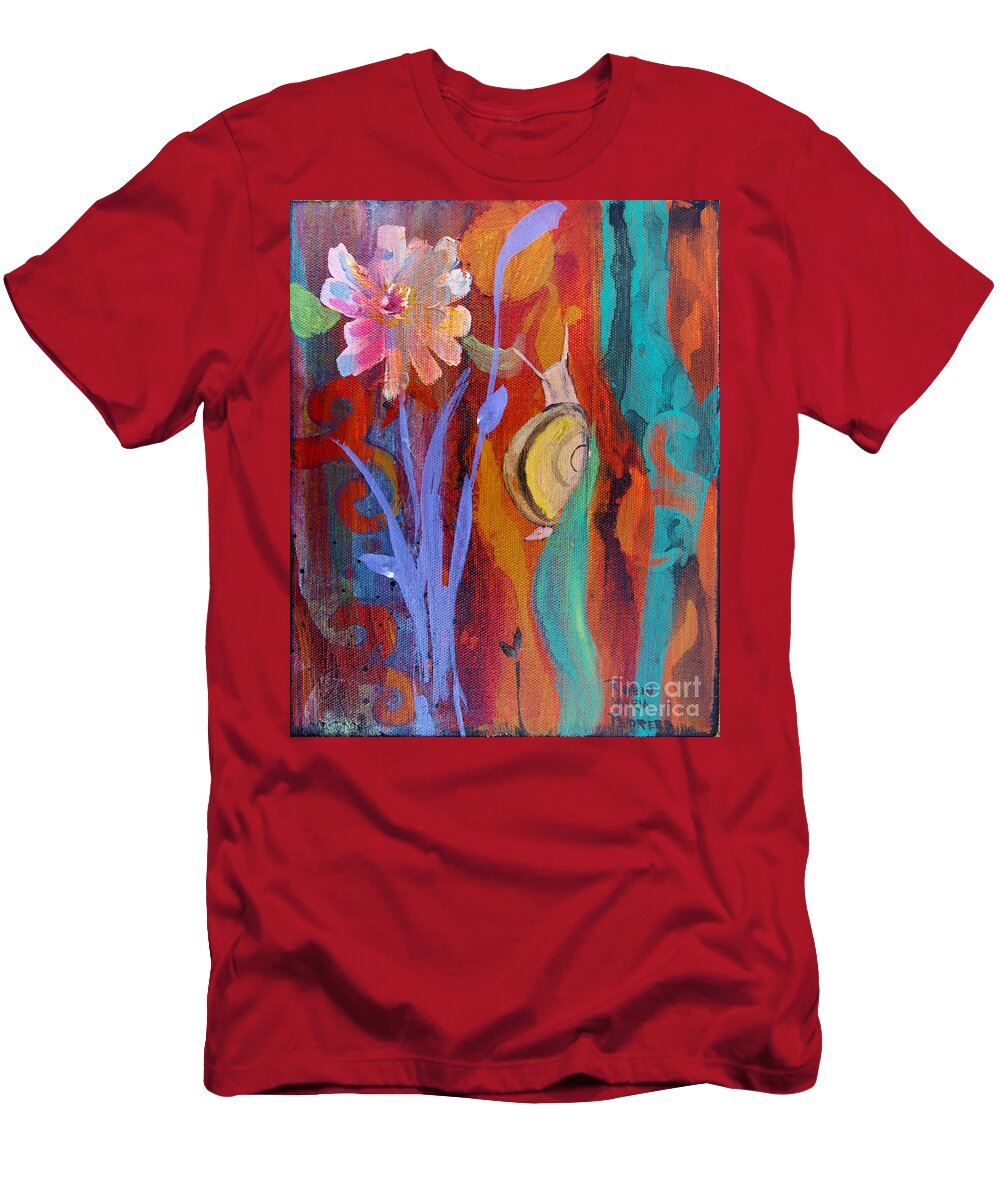 Snail T-Shirt featuring the painting Time Traveler by Robin Pedrero