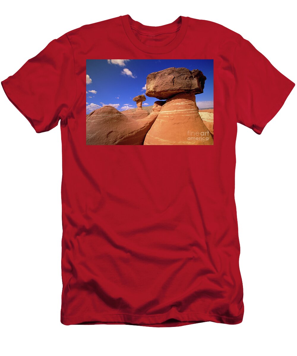 00340968 T-Shirt featuring the photograph Toadstool Caprocks New Mexico by Yva Momatiuk John Eastcott