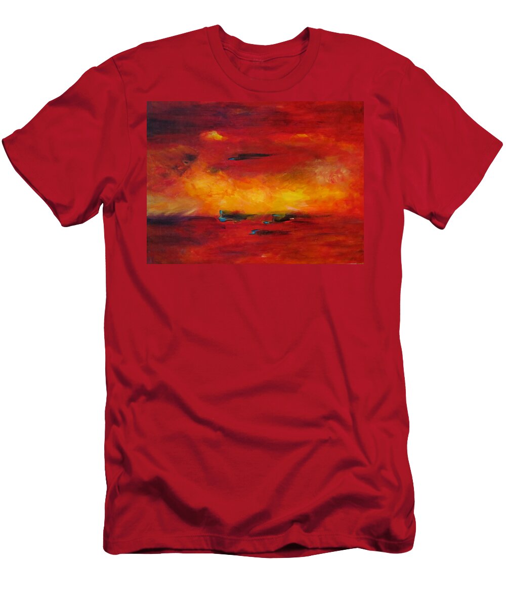 Large T-Shirt featuring the painting Too Enthralled by Soraya Silvestri