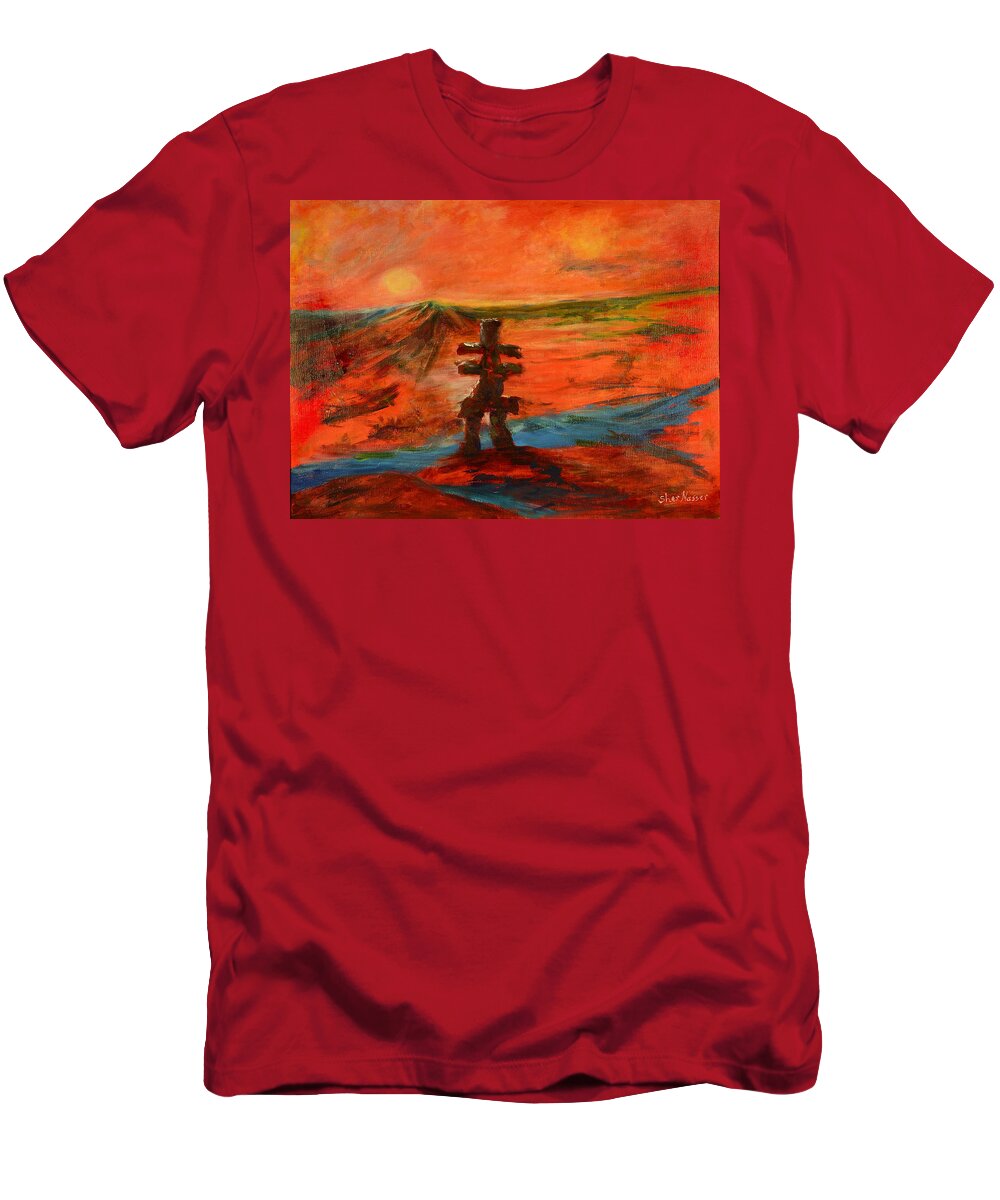 Abstract Art T-Shirt featuring the painting Top Of The World by Sher Nasser
