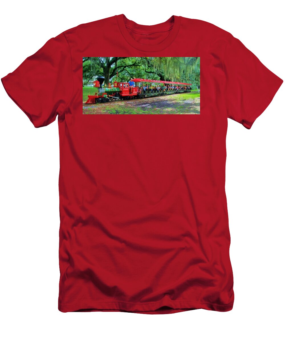 Train T-Shirt featuring the photograph Train - New Orleans City Park by Deborah Lacoste