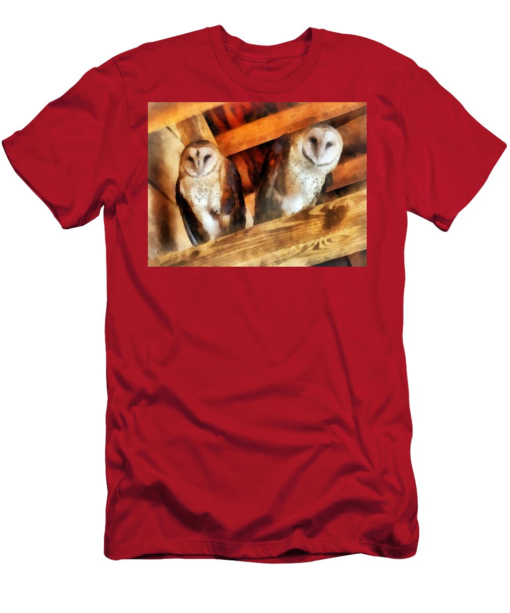 Owl T-Shirt featuring the photograph Two Barn Owls by Susan Savad