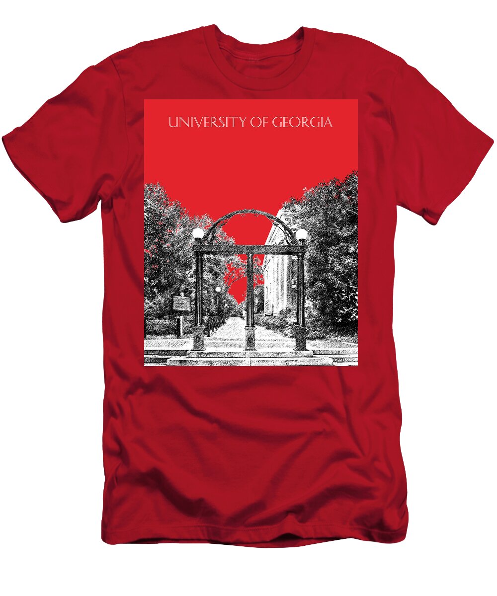 University T-Shirt featuring the digital art University of Georgia - Georgia Arch - Red by DB Artist