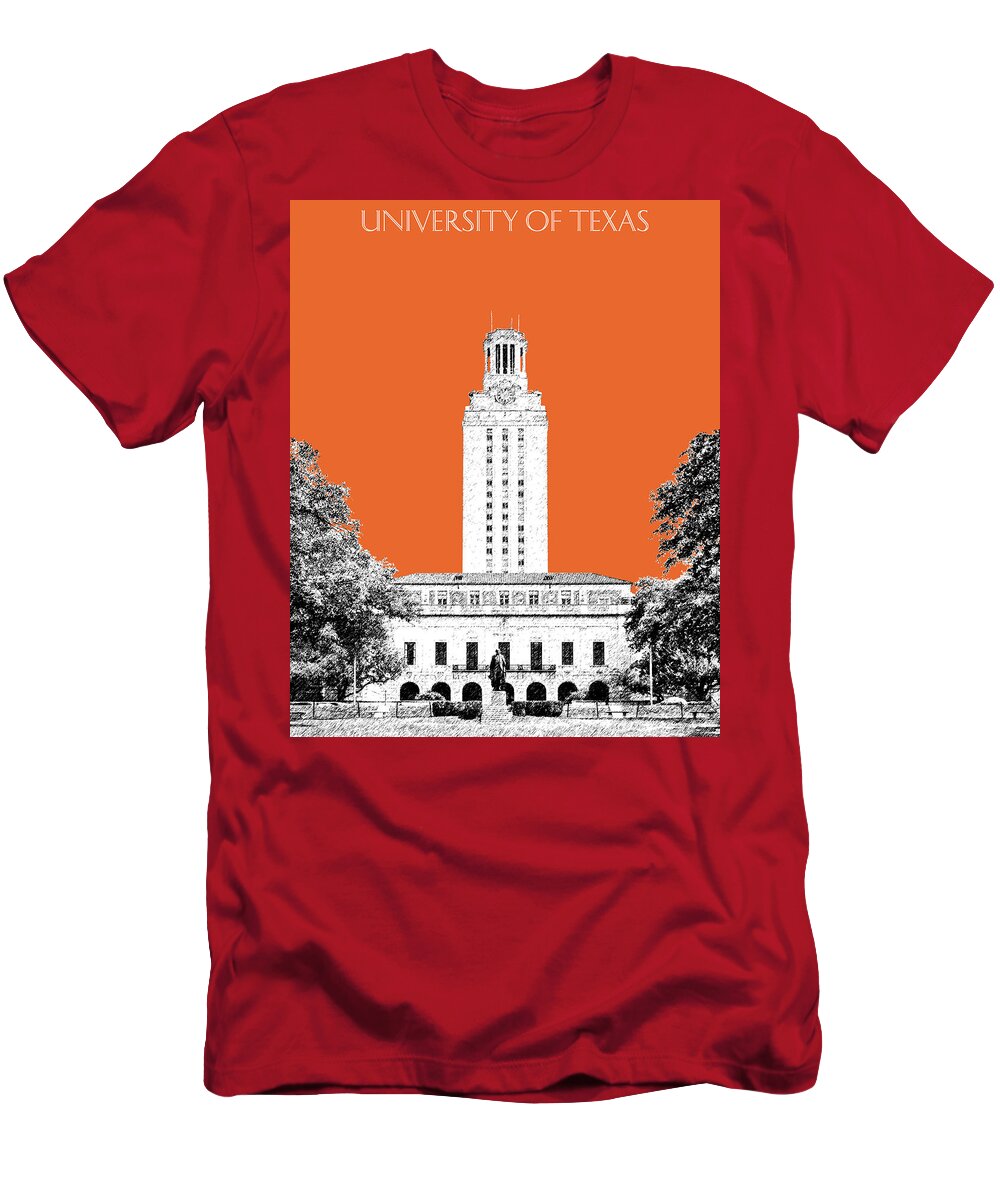 University T-Shirt featuring the digital art University of Texas - Coral by DB Artist