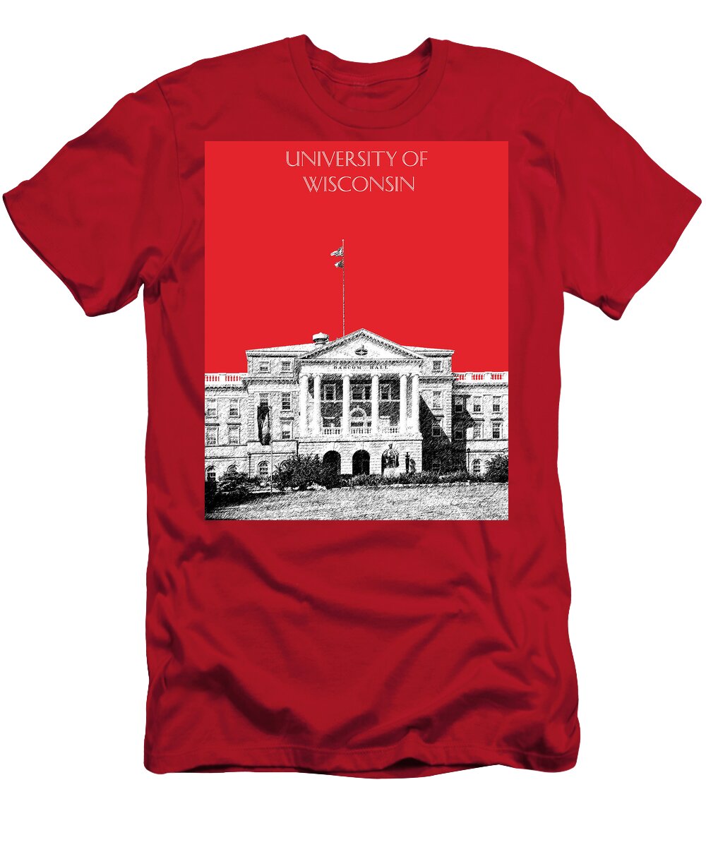 University T-Shirt featuring the digital art University of Wisconsin - Red by DB Artist