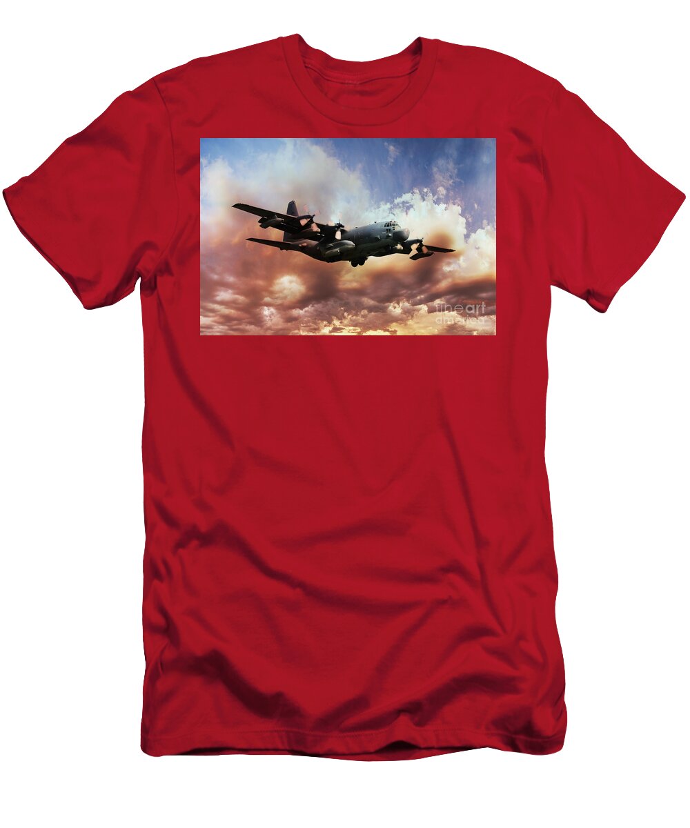 C130 T-Shirt featuring the digital art USAF Hercules by Airpower Art