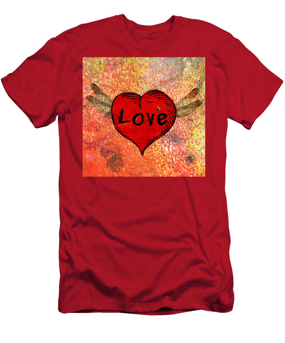 Valentine T-Shirt featuring the mixed media Valentine Love Heart by Ally White