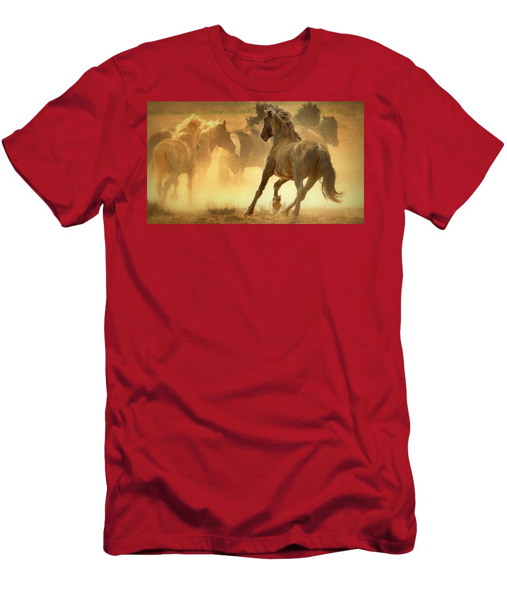 Wild Horses T-Shirt featuring the photograph Wait Up.. by Al Swasey