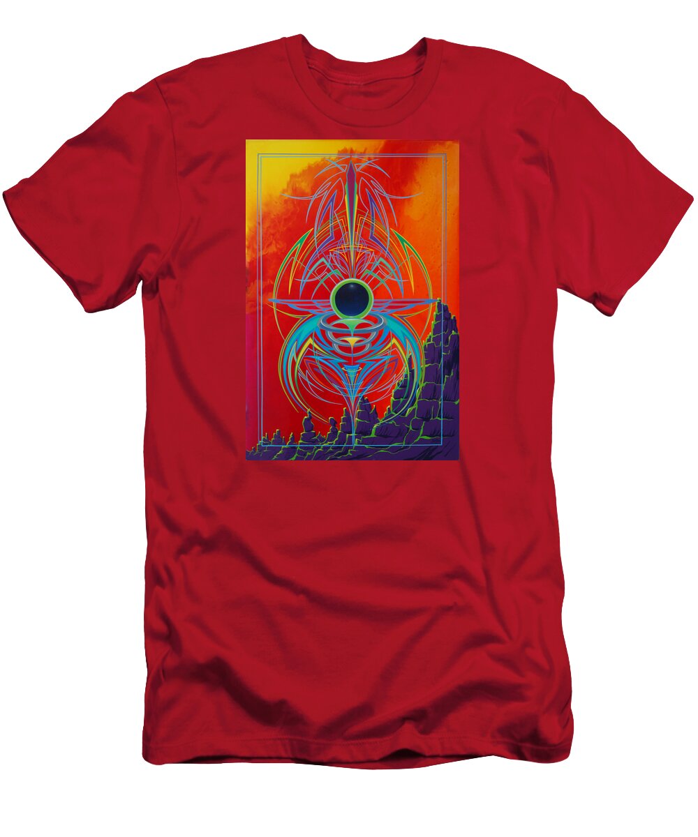 South West Colors T-Shirt featuring the painting Waiting Over Sedona by Alan Johnson