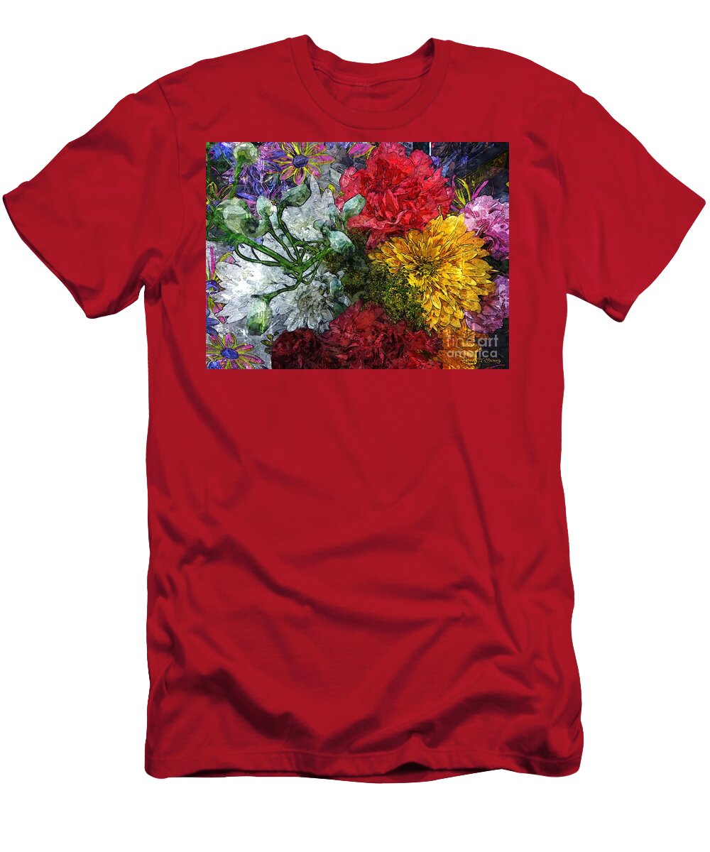 Flower Art T-Shirt featuring the mixed media Warning Flowers at Large by Joseph J Stevens