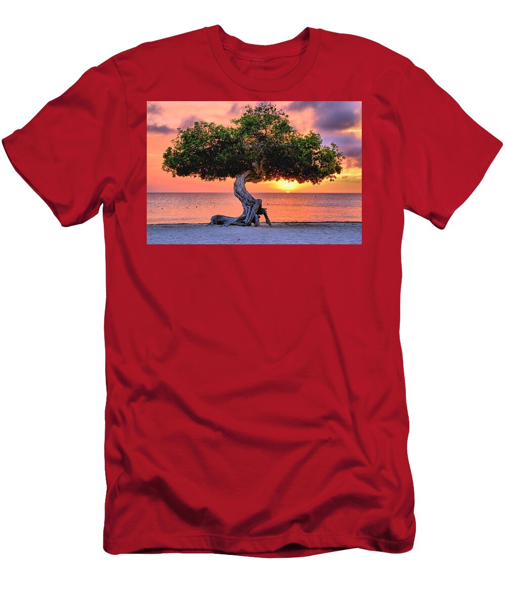 Tree T-Shirt featuring the photograph Watapana Tree - Aruba by DJ Florek