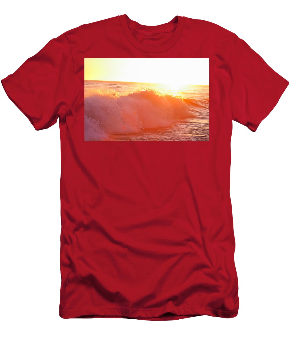 Waves T-Shirt featuring the photograph Waves in Sunset by Alexander Fedin