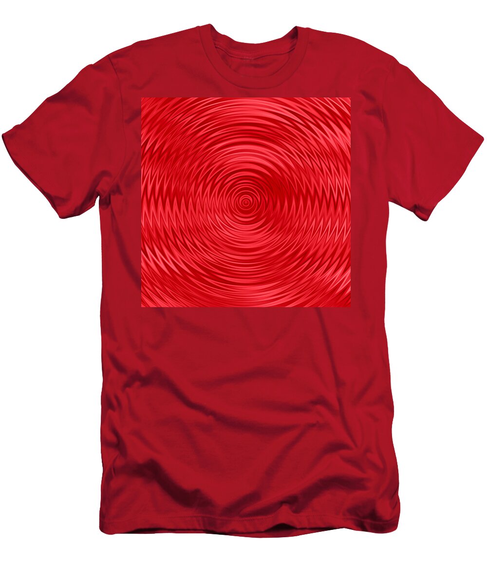 Abstract T-Shirt featuring the digital art Wavy Red Background by Valentino Visentini