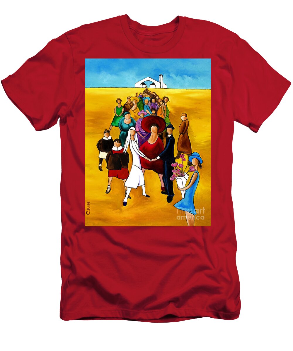 Wedding Art Prints T-Shirt featuring the painting Wedding Holding Hands by William Cain