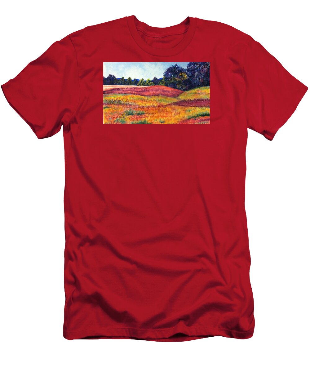 Polk Farm T-Shirt featuring the painting Wisconsin Summer by Linda Markwardt